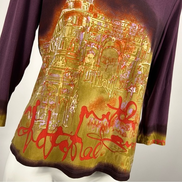 Nygard Elegant Purple Graphic Women's Top M - Picture 5 of 11